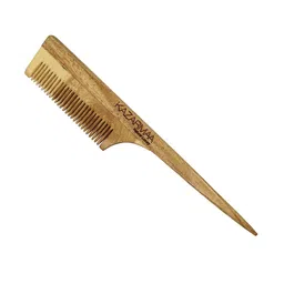 KAZARMAA Brown Natural Neem Wood Tail Handle Comb-7
