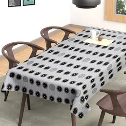 Arrabi Grey Floral Printed Rectangle 6-Seater Table Cover-55