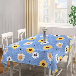 Arrabi Grey & Yellow Floral Printed 6-Seater Table Cover-15