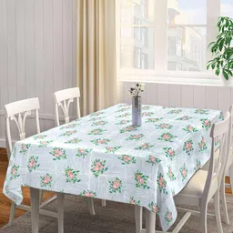 Arrabi Grey & Pink Floral Printed 6-Seater Table Cover-2