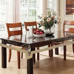 Cortina White Printed Border 4 Seater Table Cover-22