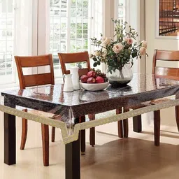 Cortina White Printed Border 4 Seater Table Cover-17