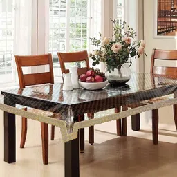 Cortina White Printed Border 4 Seater Table Cover-33