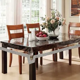 Cortina White Printed Border 4 Seater Table Cover-55