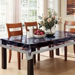 Cortina White Printed Border 4 Seater Table Cover-16