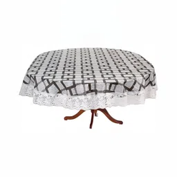 Stylista Black & White Geometric Printed 1.52 m x 1.01 m Waterproof Oval Table Cover-27