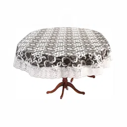 Stylista Grey & White Abstract Waterproof Oval 4 Seater Table Cover-2
