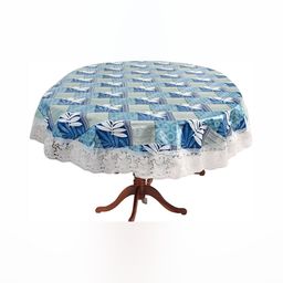 Stylista Blue & White Floral Waterproof Round 6 Seater Table Cover-image-66
