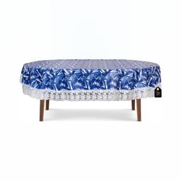 Stylista Blue &White Printed Waterproof Oval 8-Seater Table Cover-39