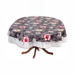 Stylista Grey & White Floral Waterproof Oval 12-Seater Table Cover-9