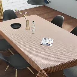 Dakshya Industries White & Brown Checked 6-Seater Table Cover-27