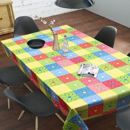Dakshya Industries Yellow & Blue Printed Waterproof 6-Seater Table Cover-image-12