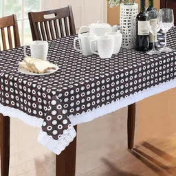 Dakshya Industries Grey & White Printed 6-Seater Table Cover-2