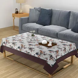 ZESTURE Brown Floral 6-Seater Table Cover-image-7
