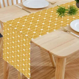 HOMADORN Mustard & White Geometric 4-Seater Table Cover-53