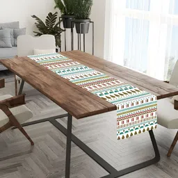HOMADORN Green & Red Self Design 4 Seater Table Runners-32