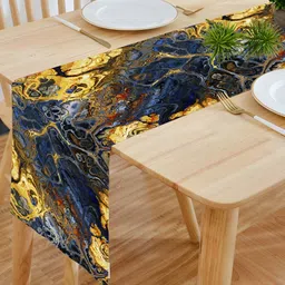 HOMADORN  Blue & Beige Printed 4-Seater Table Cover-29