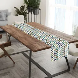 HOMADORN White & Green Printed Table Runner-23