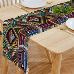 HOMADORN Grey & Blue Printed 6-Seater Table Cover-image-31