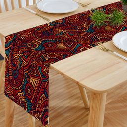 HOMADORN Orange & Red Ethnic Motifs 6-Seater Table Runner-26