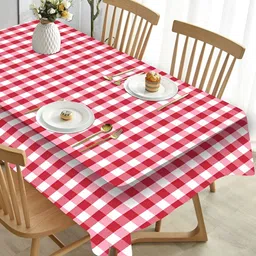 HOMADORN Red & White Striped 6 Seater Table Cover-56