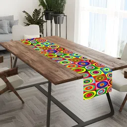 HOMADORN Blue & red Geometric 4 Seater Table Runner-20