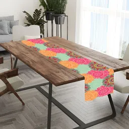 HOMADORN Pink & Orange Ethnic Motifs Printed Table Runner-23