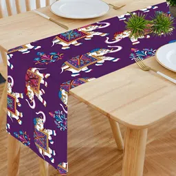 HOMADORN  Purple & White Ethnic Motifs Printed Table Runner-31