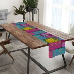 HOMADORN Blue & Pink Floral 4 Seater Table Runners-34