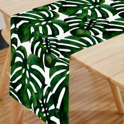 HOMADORN Green & White Printed Table Runner-26