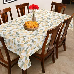 OASIS Orange & White Cotton 6-Seater Table Cover-image-55