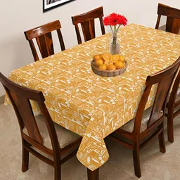OASIS Yellow & White Cotton 6-Seater Table Cover-image-53