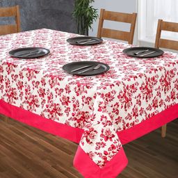 SHADES of LIFE Pink & White Printed Cotton 8-Seater Table Cover-image-80