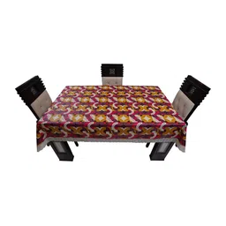 DREAM CARE Pink & Yellow Printed 4 Seater Waterproof Rectangle Table Cover-20
