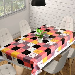 Kuber Industries Yellow & Black Printed 6 Seater Table Cover-19