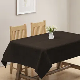 KLOTTHE Brown Woven Design Cotton 6-Seater Rectangular Table Cover-10