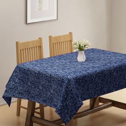 KLOTTHE Blue Woven Design 6 Seater Rectangular Table Cover-87