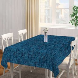 KLOTTHE Blue Solid 6-Seater Rectangular Cotton Table Cover-12