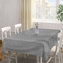 KLOTTHE Grey Solid 6-Seater Rectangular Cotton Table Cover-14