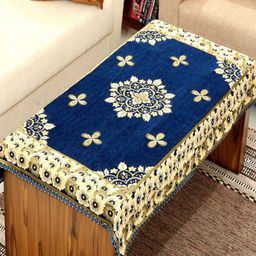 BELLA TRUE Blue & Beige Woven-Design Rectangular Table Cover-11