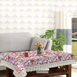 Dakshya Industries Pink & White Abstract Printed Table Cover-10