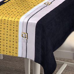 Arrabi Yellow & Black Self-Design 8-Seater Rectangle Table Cover image 2