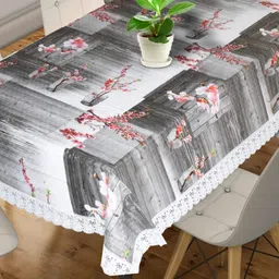 Dakshya Industries Grey & White Printed 6-Seater Table Cover image 2