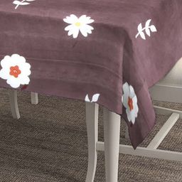 Arrabi Brown & White Floral Printed 6-Seater Rectangular Table Cover image 2