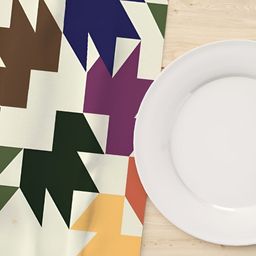HOMADORN Cream & Purple Abstract Table Runner image 3