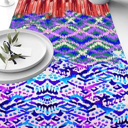 HOMADORN Blue & red Abstract 4 Seater Table Runner image 3