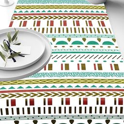 HOMADORN White & Green Printed Table Runner image 2