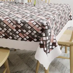 DREAM WEAVERZ Grey & White Printed 6 Seater Rectangular Table Cover image 2