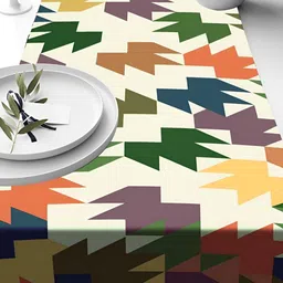 HOMADORN Cream & Purple Abstract Table Runner image 2