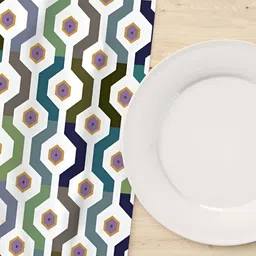 HOMADORN White & Green Printed Table Runner image 2